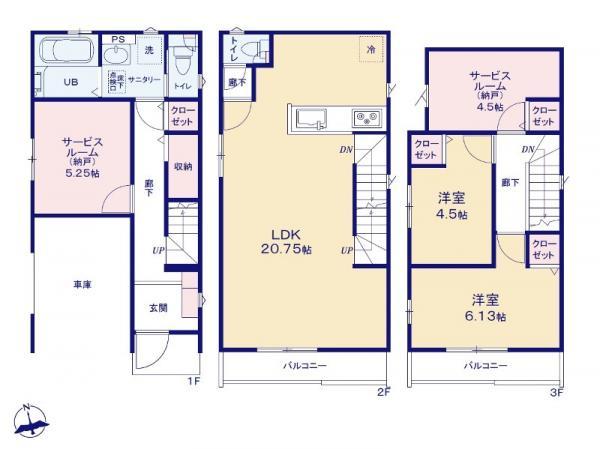 新築一戸建て足立区南花畑５丁目 新築一戸建て／全３棟東京都足立区南花畑５丁目つくばエクスプレス六町駅4780万円～4980万円